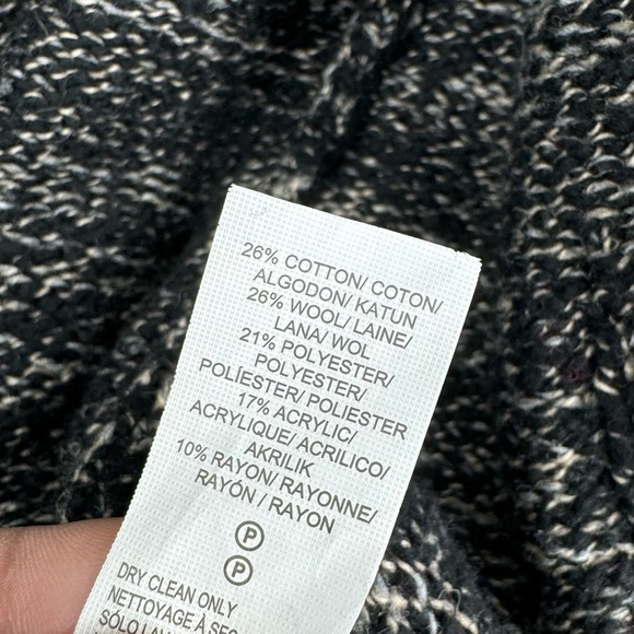 Lucky Brand Women’s Cardigan Sweater Cotton Wool Blend Black Cream Size Large - Picture 6 of 9